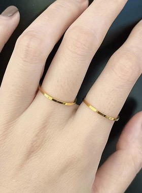 极细！不掉色素圈1mm戒指18K金色