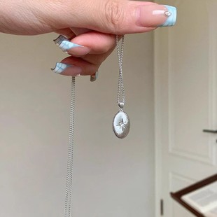 洗澡不掉色“八芒星咖啡豆”点钻拉丝吊坠项链女中古风锁骨链配饰