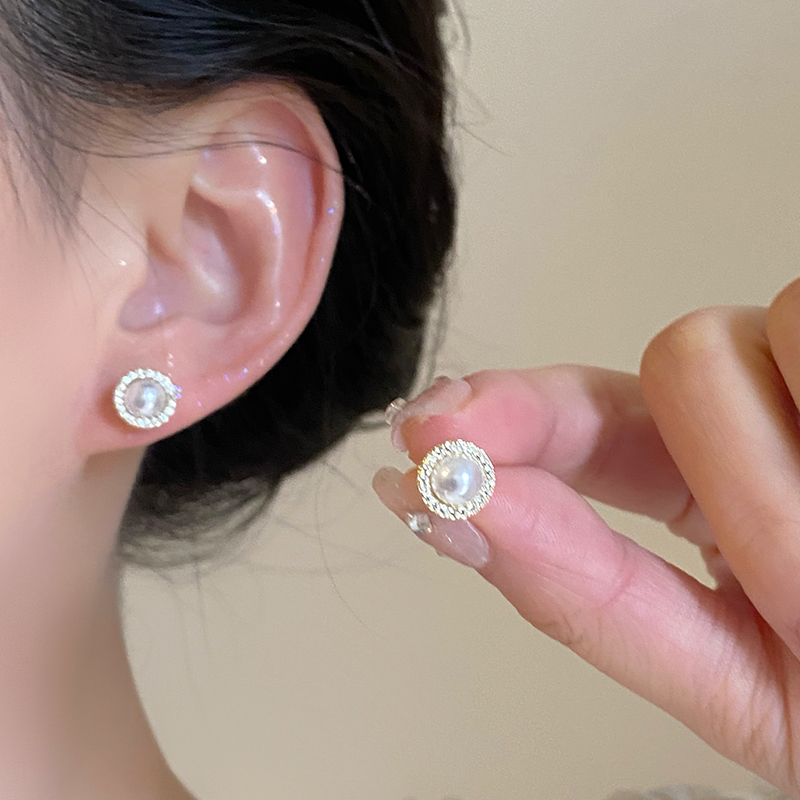 典雅时尚！满钻珍珠耳钉轻奢高级感气质大气耳饰女耳环圈圈耳饰品