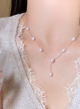 Y型流苏珍珠项链女优雅别致时尚