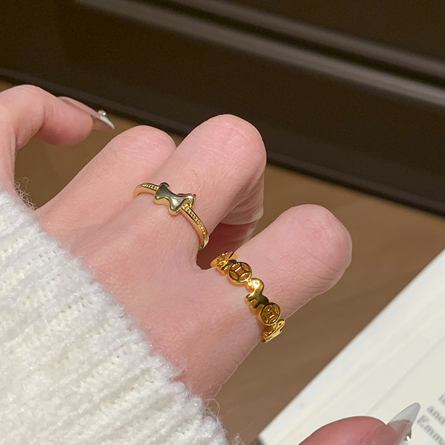 可爱小马金铜钱戒指女俏皮新中式