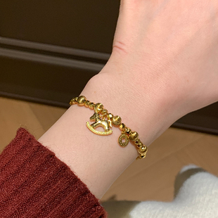 马年本命年手链女款金色碎银子手串闺蜜手链轻奢小众精致手绳饰品