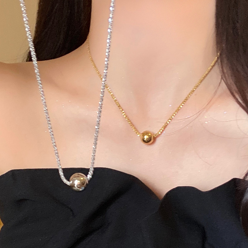 波光粼粼转运珠钛钢项链女时尚