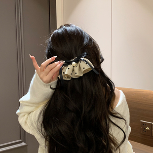 裙摆波点蝴蝶结发夹边夹侧边弹簧夹子时尚精致抓夹女高级感头饰品