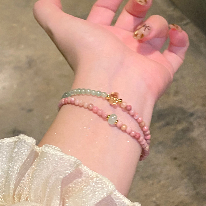 新中式叠戴！天然石碧玺手链轻奢小众精致手串闺蜜手链女款手饰品