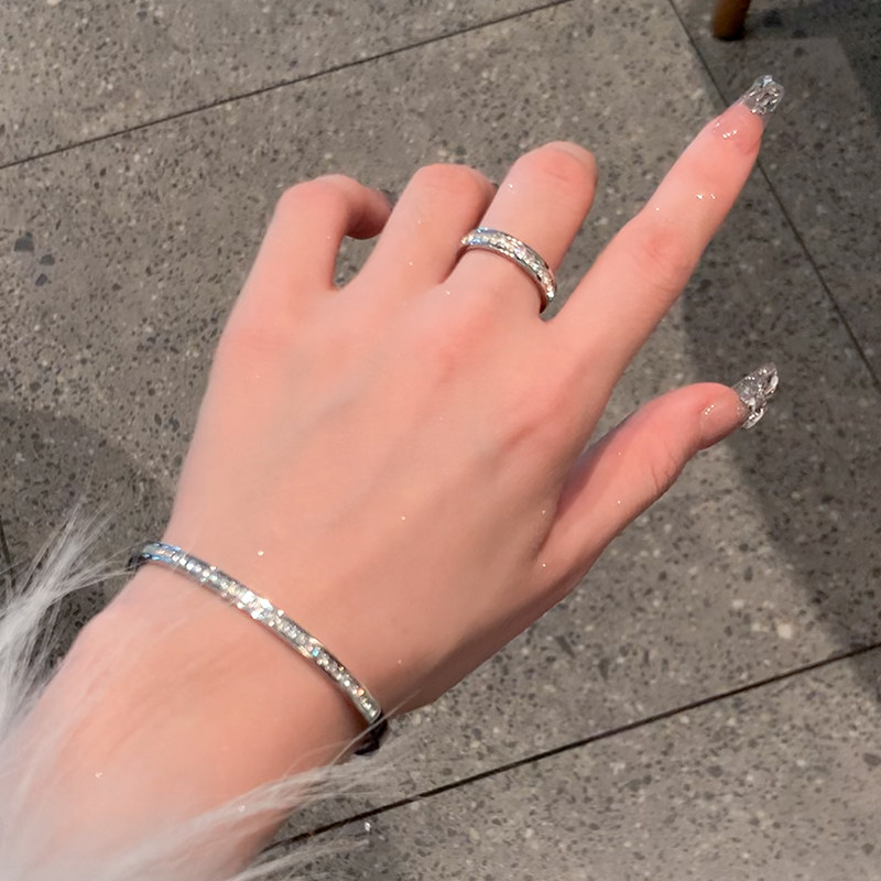 满天星手镯女钛钢满钻blingbling