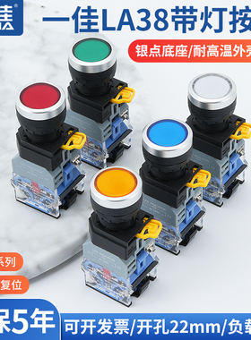 一佳LA38-11DNZS带灯按钮开关自复位锁点动启停源电压24 220V包邮