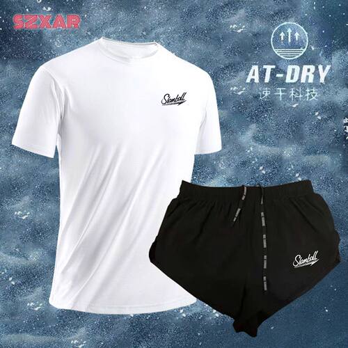 SLAMBALL夏季体育田径训练服男女速干跑步T恤短袖短裤运动套装