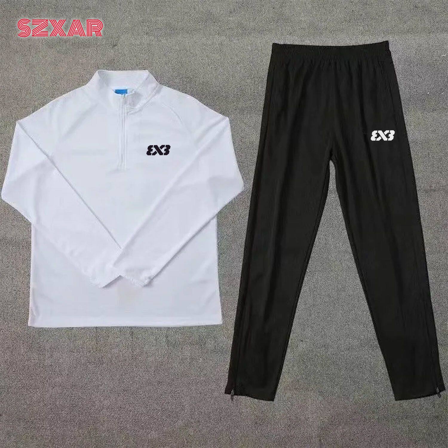 3V3田径训练服运动套装半拉链跑步套装男女秋冬季训练服长袖长裤