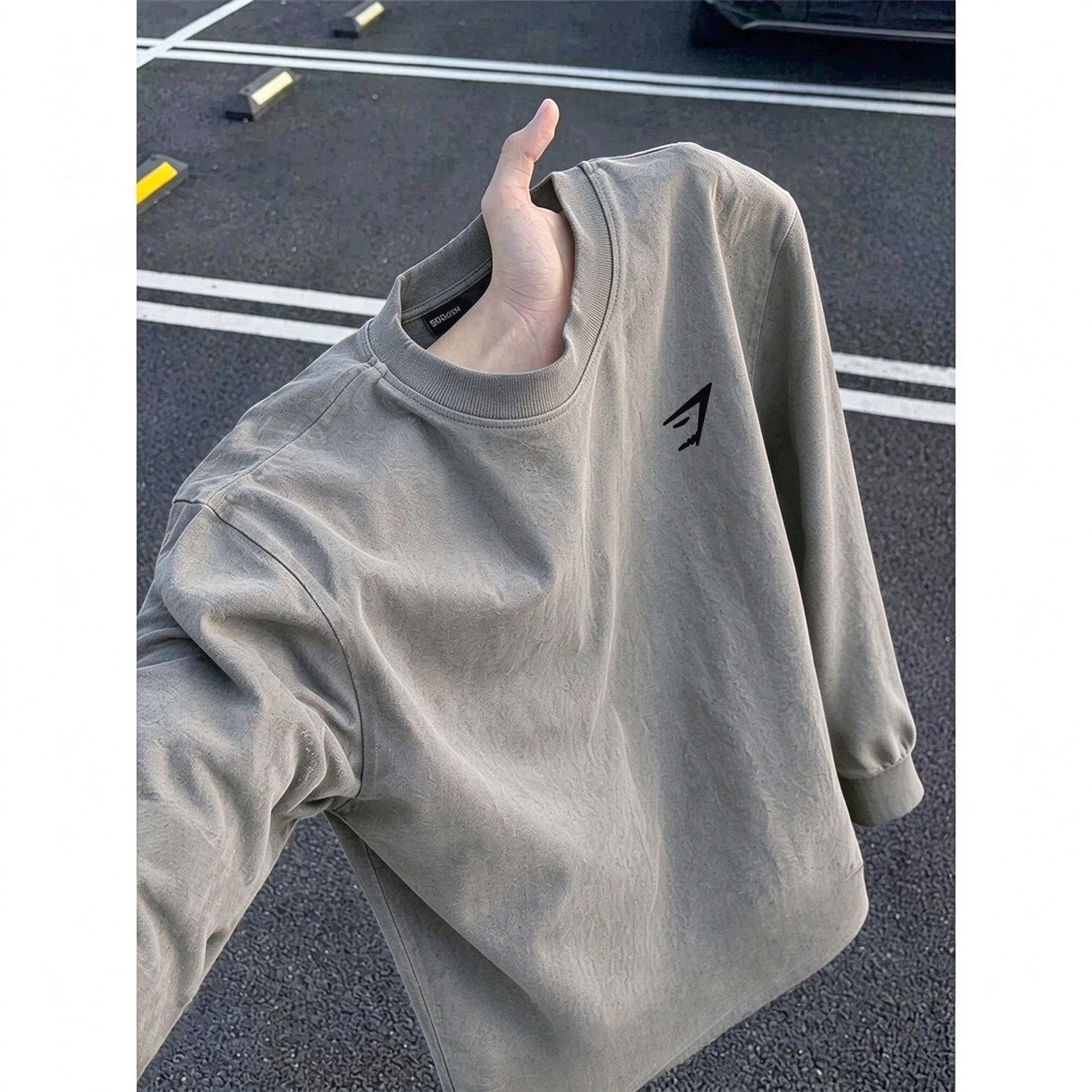 鲨鱼深灰重磅硬挺卫衣男秋