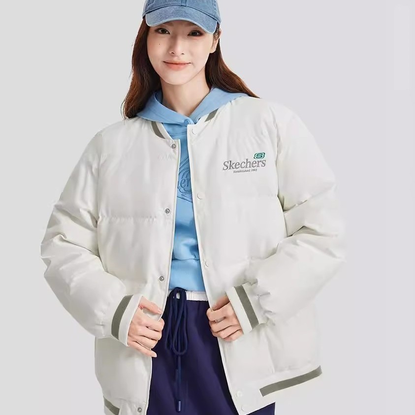 斯凯奇25年冬新款情侣防泼水休闲羽绒服棒球服L324U073/L324U108