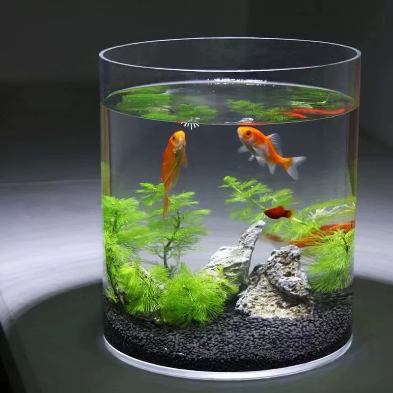 创意加厚直筒亚克力仿玻璃鱼缸圆柱形大号客厅落地花瓶水培透明