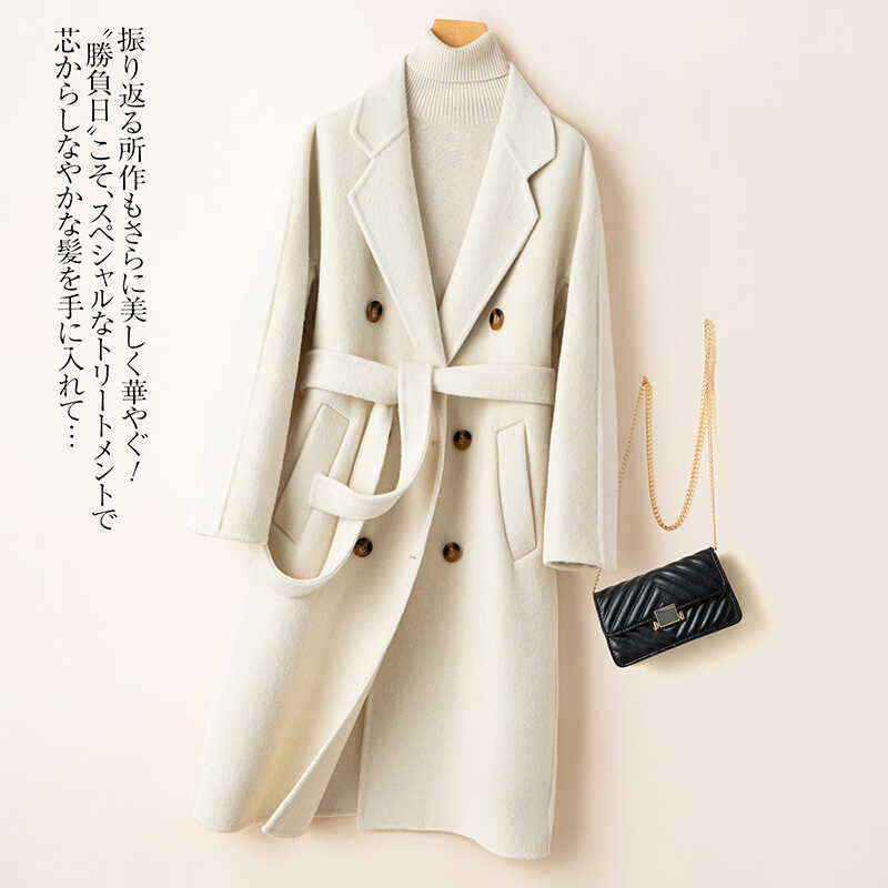 中长款2024秋冬双面羊绒大衣女