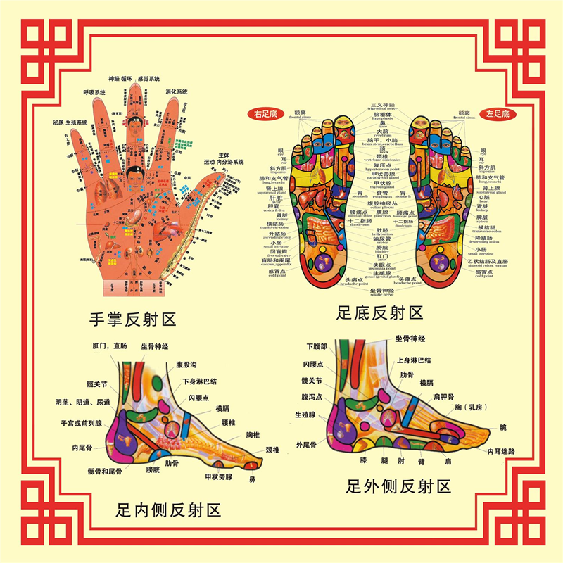 脚底穴位图海报广告美容院养生馆足疗足浴装饰画广告贴画贴纸