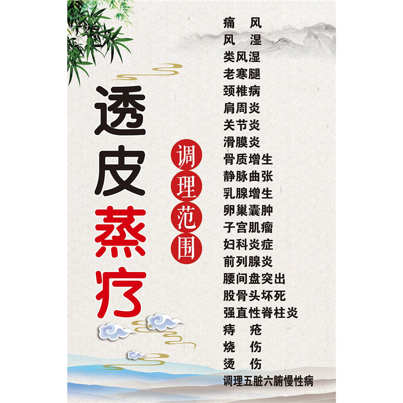 透皮蒸疗调理范围竖向海报贴纸中医养生馆熏蒸馆理疗店装饰画自粘