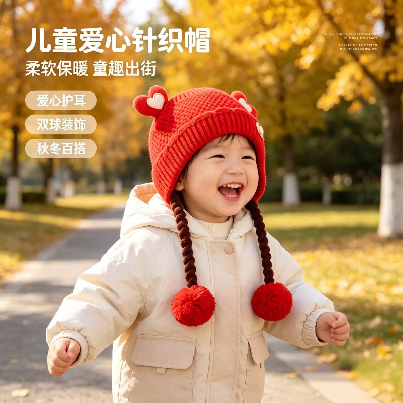婴儿帽子冬季宝宝保暖毛线帽