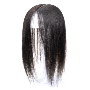 假发片女长发直发扎马尾盘发真人发丝无痕遮白轻薄中分刘海补发块