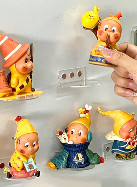 手办底座透明亚克力免胶可磁吸冰箱贴泡泡玛特盲盒展示洞洞板支架