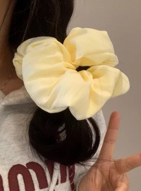 韩系高级感泡芙奶黄色大肠发圈女扎头发丸子头皮筋发绳头绳高弹力