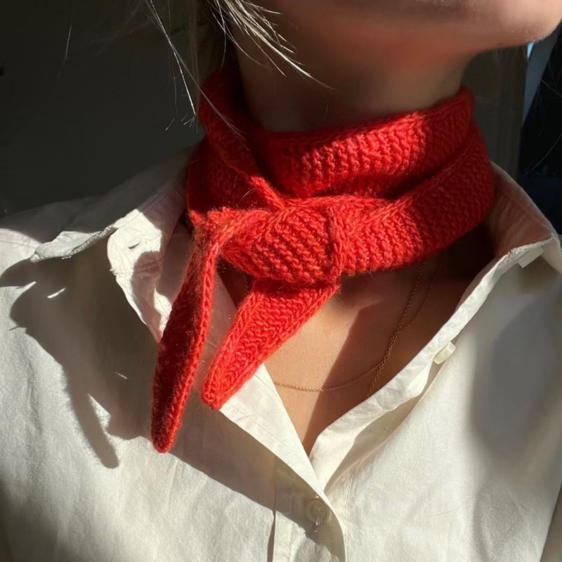 羊毛针织细窄长条小围巾女秋冬