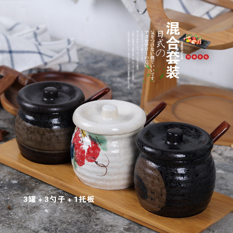 日式陶瓷调料罐带盖 家用厨房用品 调味罐套装 盐罐油泼辣子罐,餐饮具,瓶/罐,淘宝优惠券,粉丝福利购,淘宝优惠卷