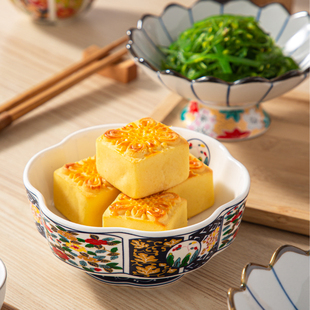 日式陶瓷小菜碟 高脚复古盛器 日料前菜碟 特色小菜碗 网红宫廷风