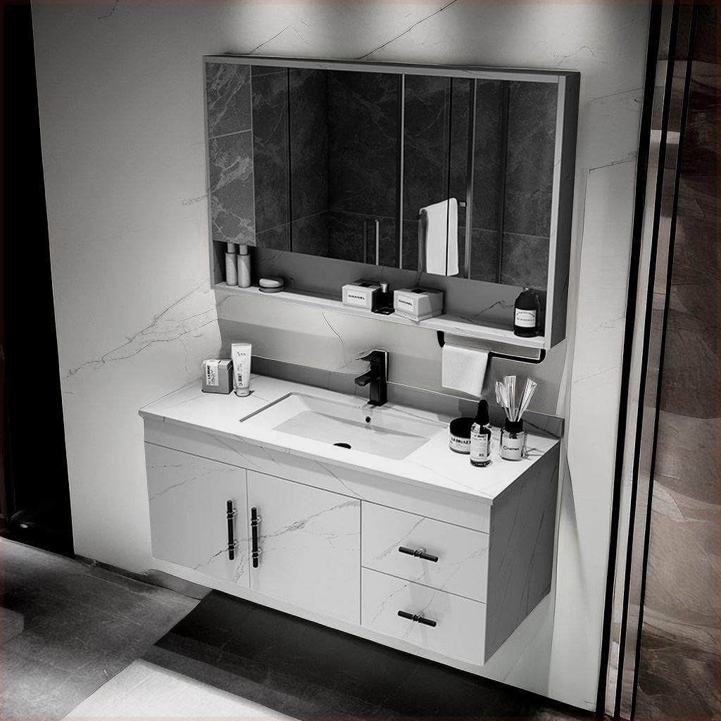 轻奢岩板浴室柜组合智能洗脸盆柜组合洗手池镜化妆室洗漱台盆定制,家装主材,浴室柜组合,淘宝优惠券,粉丝福利购,淘宝优惠卷