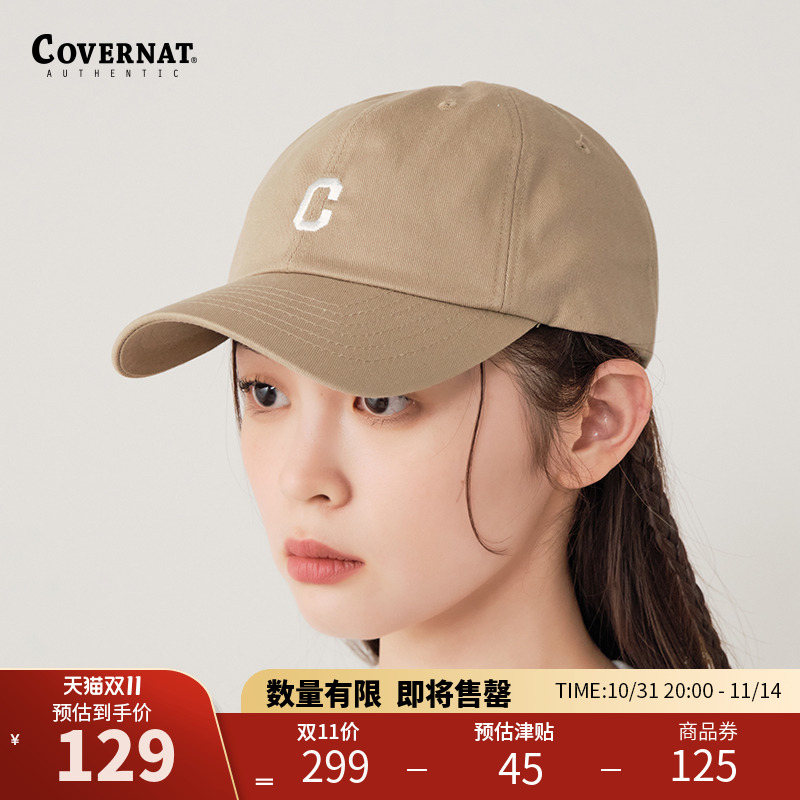 Covernat韩国潮牌鸭舌帽男女情侣款小c刺绣棒球帽时尚显脸小帽子