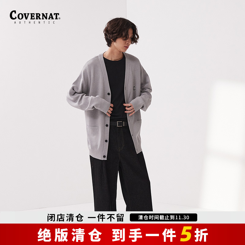 Covernat春秋百搭男女情侣潮牌针织开衫减龄学院毛衫宽松毛衣街头