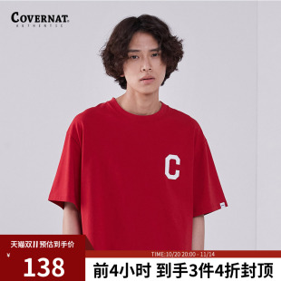 潮流T恤圆领宽松夏 男女情侣时尚 covernat韩国潮牌经典 C字母短袖