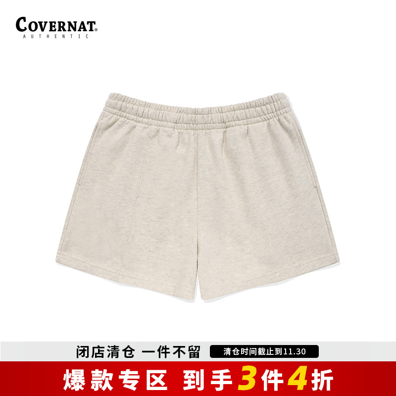 covernat韩国潮牌女士纯棉口袋宽松透气运动短裤春夏显瘦修身短款
