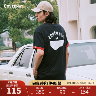 covernat韩国潮牌短袖 休闲上衣小海豚印花街头穿搭 T恤男女情侣款
