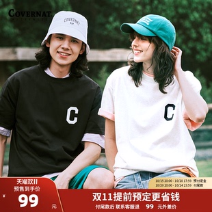 C字母标潮流休闲宽松上衣 经典 预售covernat潮牌短袖 T恤男女情侣款