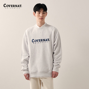 Covernat韩国潮牌卫衣刺绣字母标宽松圆领上衣男女同款 情侣春秋新