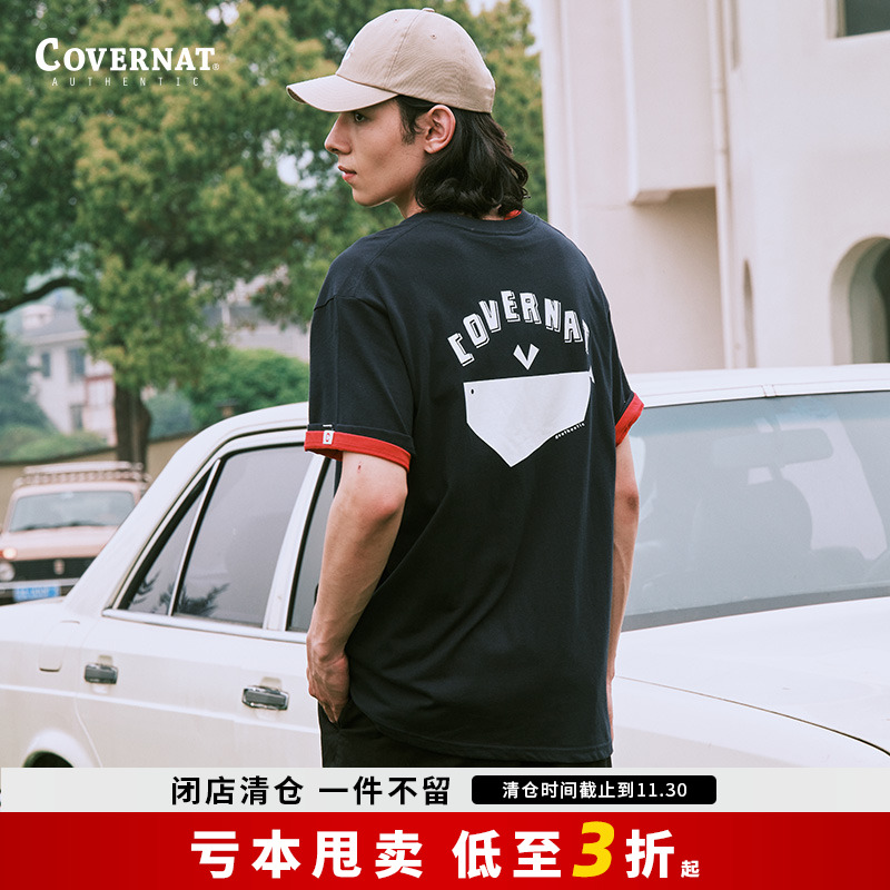 covernat韩国潮牌短袖T恤男女情侣款休闲上衣小海豚印花街头穿搭