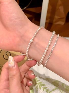 韩系超闪曼塔玫瑰珍珠双层手链女轻奢高级感小众叠戴配饰手串手饰