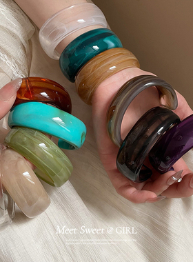 不规则几何宽边素圈开口手镯小众设计复古手环女高级感简约手饰