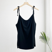 甜美ins吊带衫 棉绸无袖 背心宽松大码 胖mm内搭人造棉微胖系带上衣