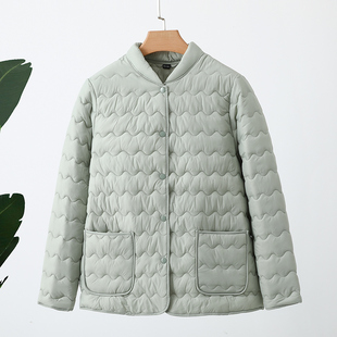 外套 修身 冬季 系扣棉服女士立领休闲内胆棉衣轻薄百搭夹棉2025女装