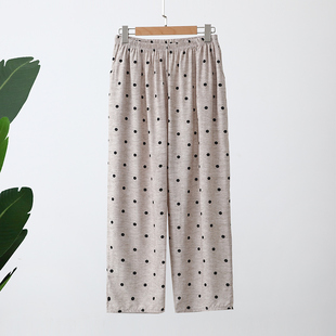 人造棉妈妈外穿九分裤 棉绸中老年直筒裤 宽松薄款 长裤 女高腰大码