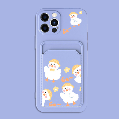 GAGA帽子鸭子卡套卡包17 Pro Max适用苹果14/13手机壳12promax软壳15/16p硅胶xr卡包硅胶X可爱卡通11情侣网红