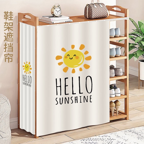 置物架免打孔滑轨遮挡帘加厚绒布