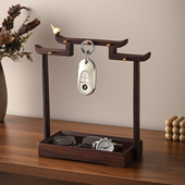 中古风胡桃木入户门玄关放钥匙置物架收纳摆件客厅家居鞋 柜装 饰品