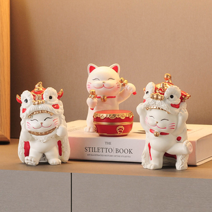 饰品乔迁开业礼物 招财猫摆件客厅轻奢高档电视柜酒柜玄关高级感装