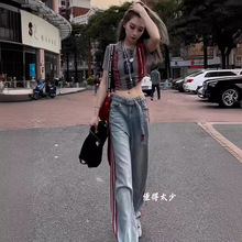 网红炸街时尚套装夏季2025年新款欧货短款t恤个性牛仔裤两件套女