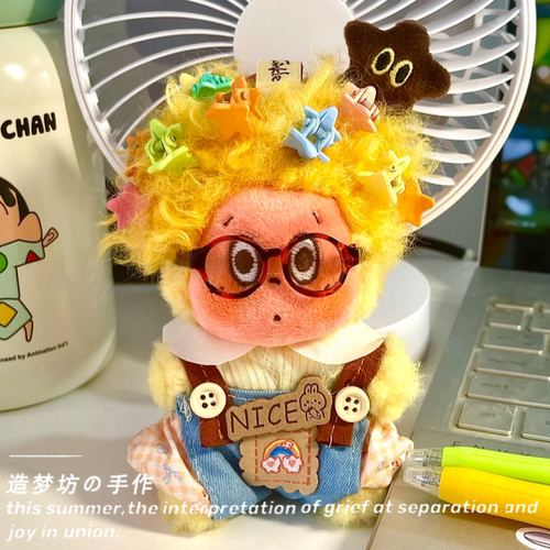 泡泡玛特123星星人系列娃衣理发娃娃衣服配饰二代盲盒毛绒假发