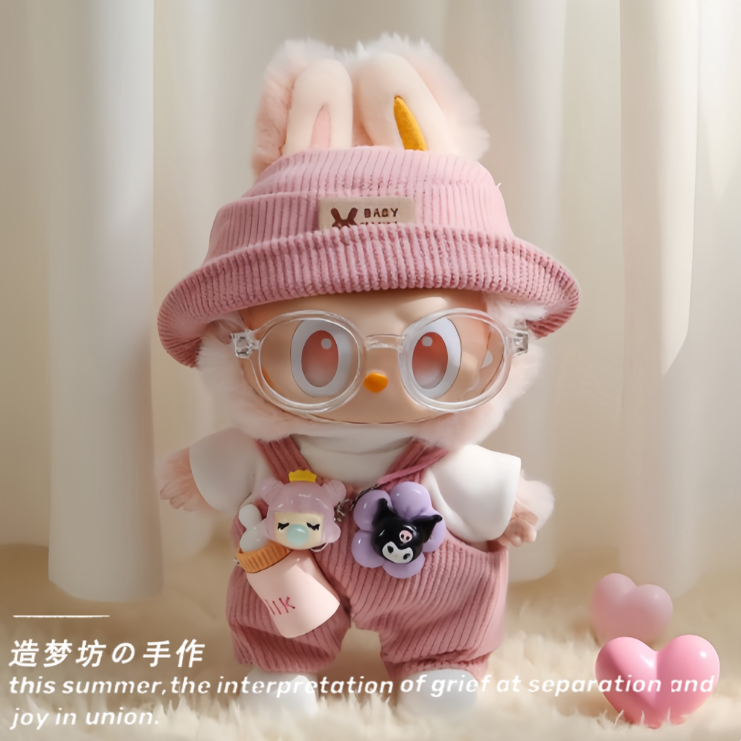 适用泡泡玛特荔枝莓莓娃衣labubu马卡龙搪胶拉布布一代衣服挂件图片