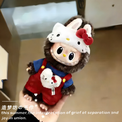 一二三代labubu17cm拉布布娃衣Hello Kitty凯蒂猫衣服着替手作
