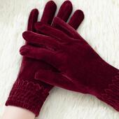 金丝绒保暖手套薄款 防寒风耐冻骑行开车户外跳广场舞蹈女士秋冬季