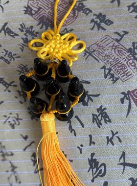 黑石葫芦七星阵黄绳七个葫芦七星家居五黄二黑加强七星葫芦摆件